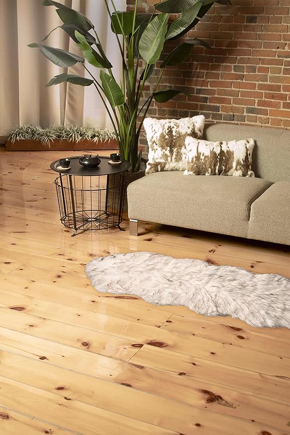 Luxe Gordon Faux Fur Rug with Soft and Fluffy Pile | Machine Washable Living Room Rug with Anti-Slip Backing | Cruelty-Free Area Rugs for Office or Bedroom, Gradient Chocolate, 2 ft x 6 ft