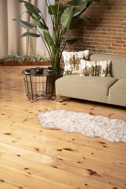 Luxe Gordon Faux Fur Rug with Soft and Fluffy Pile | Machine Washable Living Room Rug with Anti-Slip Backing | Cruelty-Free Area Rugs for Office or Bedroom, Gradient Chocolate, 2 ft x 6 ft