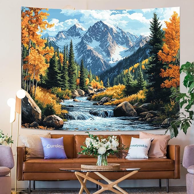 kampdream Landscape Tapestry, Scenery Art Wall Tapestries, Nature Wall Decor for Bedroom Living Room Backdrop Colorado Peak Mountain Art 36×48 inches