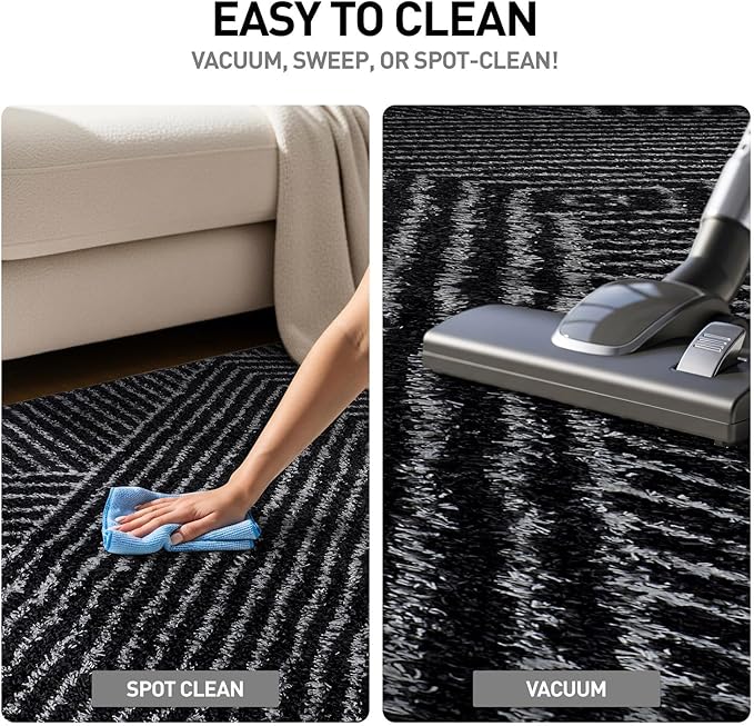 Rugshop Geometric Diamond Stripe Shag Runner Rug Anthracite Dark Gray 2' 3" x 8' Perfect for Hallways, Kitchens, or Behind The Sofa