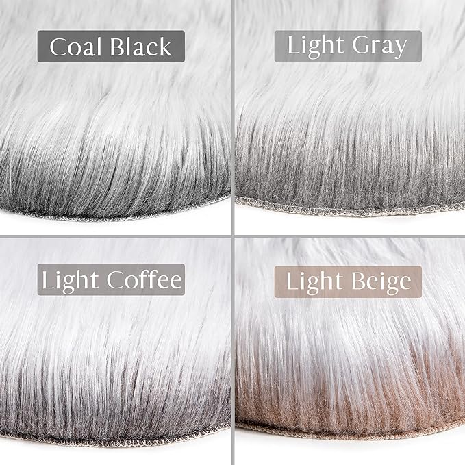 Ashler faux fur rug, Fluffy Shaggy Area Rug Ultra Soft 2.2 x 6 Feet Rectangle Fur Rug, Frosted Bottom Gray Fuzzy Rug Machine Washable Shag Rug, Nursery Decor Throw Rugs for Bedroom, Living Room