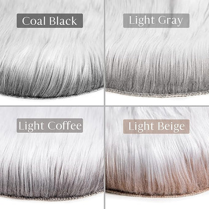 Ashler Faux Fur Rug, Fluffy Shaggy Area Rug Ultra Soft 2 x 3 Feet Sheepskin Fur Rug, Frosted Bottom Beige Fuzzy Machine Washable Shag Rug, Nursery Decor Throw Rugs for Bedroom, Living Room