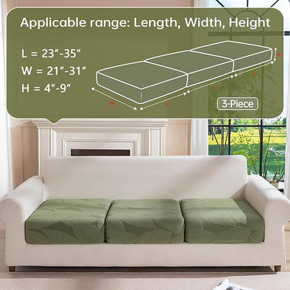 Couch Covers for Sectional Sofa, Washable Stretch Soft Sofa Cushion Covers L Shape Sofa Slipcovers Anti Slip Furniture Decor Protector for Pets (3 Seaters Covers,Green)