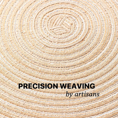 Round Placemats Set of 4 Woven Placemats Washable Braided Table Mats for Dining Table Heat Resistant Non-Slip Circle Place Mats(Beige)