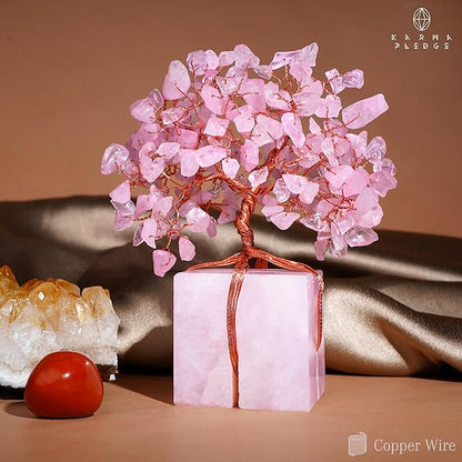 Rose Quartz Trees Gifts for Women, Mom, Sister, Unique Gifts for Her Birthday, Anniversary, 7 Chakra Healing Crystal and Stones for Positivity, Money, Good Luck, Tree of Life Home and Office Decor