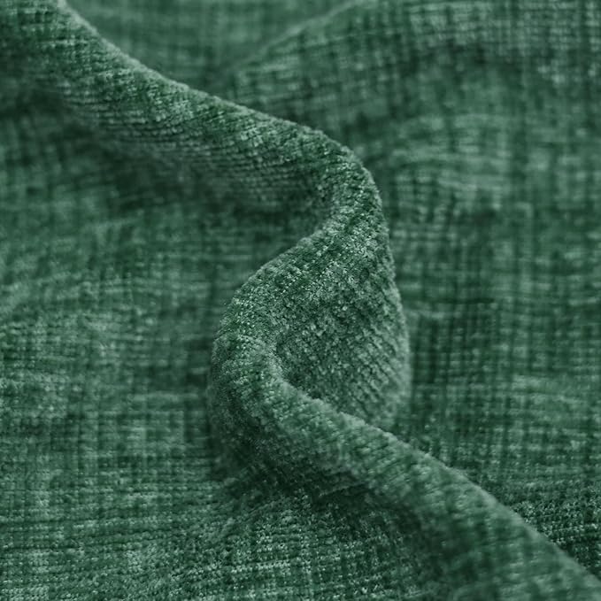 CaliTime Christmas Throw Pillow Covers Decorative 12 X 20 Inches Pack of 2 Cotton Thread Stitching Edges Solid Dyed Soft Chenille Cushion Cases for Couch Sofa Bed Living Room Farmhouse Dark Green
