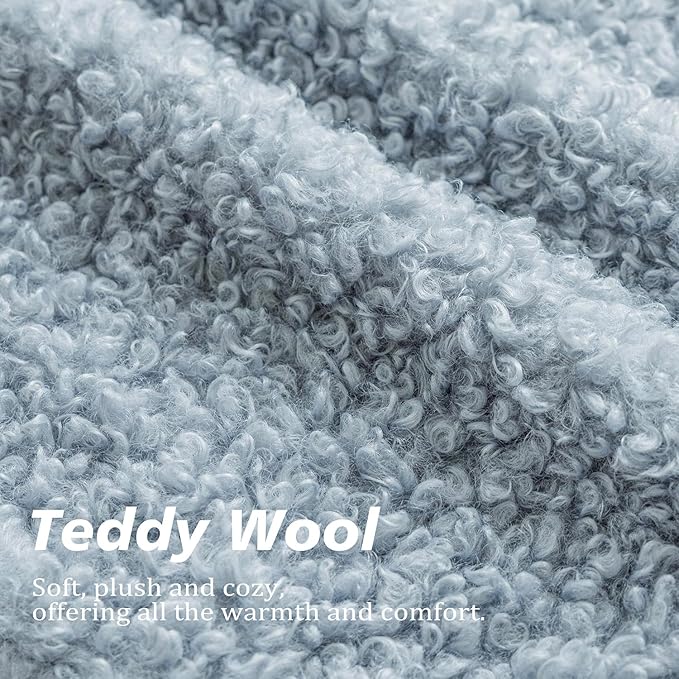 Foindtower 2 Pieces 26x26 Inch Misty Blue,Faux Fur Throw Pillow Cover Accent Sherpa Furry Pillow Covers Fuzzy Soft Pillowcases Cozy Sheepskin Decorative Fleece Cushion Case for Bed Couch Living Room