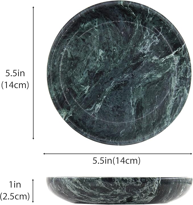 Small Natural Marble Jewelry Tray Key Plate Holder Dish Trinket Decor Catch All Bowl for Ring Earring Stone Gift for Women Daugther,Verde Alpi Green