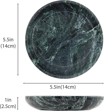 Small Natural Marble Jewelry Tray Key Plate Holder Dish Trinket Decor Catch All Bowl for Ring Earring Stone Gift for Women Daugther,Verde Alpi Green