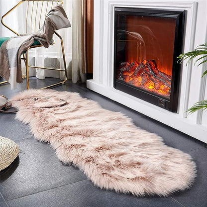 EasyJoy Ultra Soft Fluffy Shaggy Area Rug Faux Fur Rug Chair Cover Seat Pad Fuzzy Area Rug for Bedroom Floor Sofa Living Room (2 x 6 ft Sheepskin, Pink)