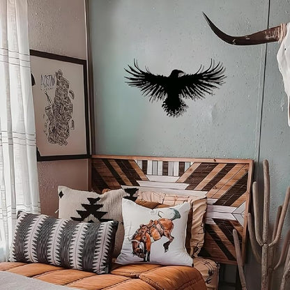 3D Metal Viking Raven Wall Art - Unique Black Crow Decor with Norse Mythology Gothic Waterproof Sculpture for Indoor Outdoor Living Room, Bedroom, Garden Home Decor