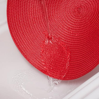 AHHFSMEI Round Braided Placemats 15 Inch Round Table Mats for Dining Tables Natural Woven Heat Resistant Place mats Set of 6(red)