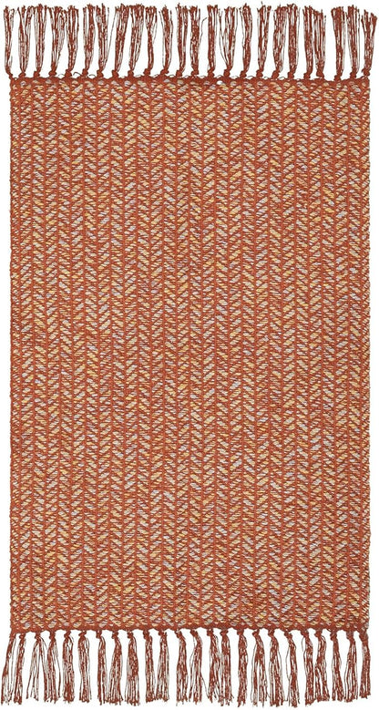 Lahome Boho Fall Kitchen Rug, 2x3 Bathroom Rug Lightweight Indoor Door Mats for Entryway Small Cotton Area Rug with Tassels, Farmhouse Washable Throw Rugs Low Pile Carpet for Bedroom
