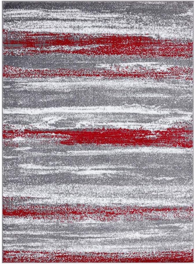 LUXE WEAVERS Modern Abstract Red 4x5 Area Rug