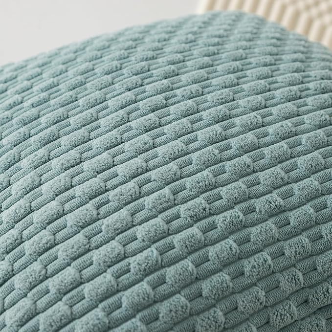 Kevin Textile 14x36 Inch Long Lumbar 1 Pack Boho Decorative Throw Pillow Cover Soft Striped Corduroy Rectangle Cushion Case Farmhouse Accent for Living Room Couch Sofa Bed, Dusty Green
