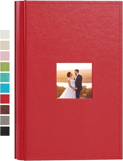 potricher Small Photo Album 4x6 300 Photos Leather Cover Picture Book with 300 Horizontal Pockets for Family Wedding Anniversary and Baby (Red)