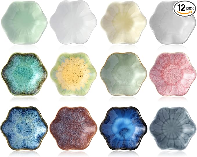 Shappy 12 Pcs Ceramic Ring Dish Bulk 4.5 in Small Jewelry Tray Porcelain Trinket Dish for Women Wedding Birthday Gifts (Multicolor)