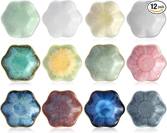 Shappy 12 Pcs Ceramic Ring Dish Bulk 4.5 in Small Jewelry Tray Porcelain Trinket Dish for Women Wedding Birthday Gifts (Multicolor)