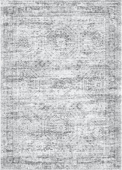 7x9 Area Rug for Living Room Washable Abstract Vintage Soft Thin Indoor Floor Non-Slip Carpet for Bedroom Dining Room Grey
