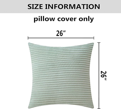 Home Brilliant Spring Throw Pillow Cover 26x26 Set of 2 Euro Shams Super Soft Striped Velvet Large Cushion Cover for Living Room, 26 x 26 inch, Mint