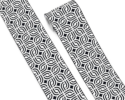 FLFK Wallpaper Border - Black and White Peel and Stick Wall Borders Decal Trim Geometric Pattern 6" x 240"