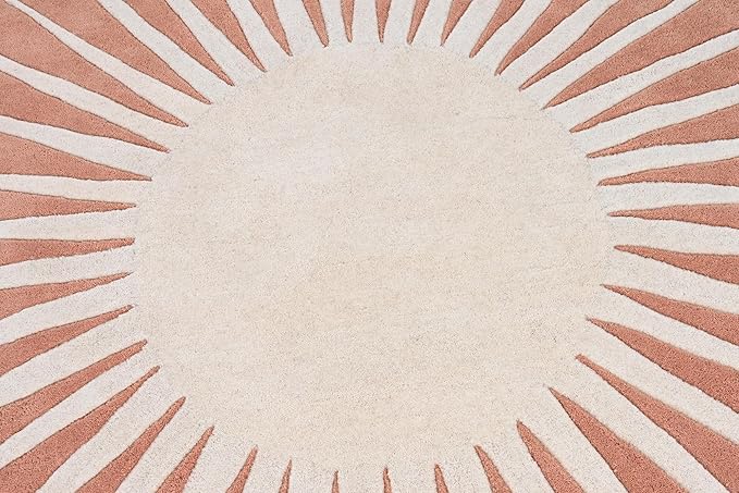 Modern Round Area Rug – Hand-Tufted with 100% NZ Wool, Thick & Soft Circular Carpet for Living Room, Bedroom & Dining Room Decor (Soft Pink, 7' Round)
