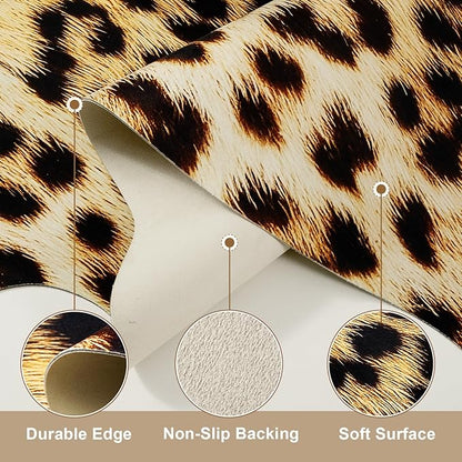 AROGAN Premium Leopard Print Rug 4.6x5.2 Feet, Faux Fur Cheetah Rug, Non-Slip Animal Print Hide Leopard Skin Area Rug for Bedroom Living Room Home Decor