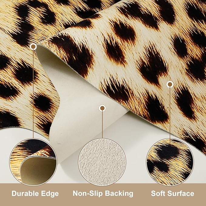 AROGAN Premium Leopard Print Rug 6.2x7 Feet, Faux Fur Cheetah Rug, Non-Slip Animal Print Hide Leopard Skin Area Rug for Bedroom Living Room Home Decor