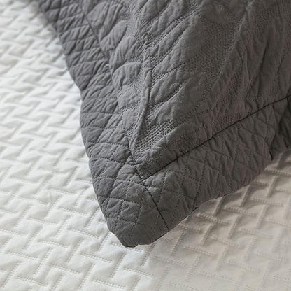 MarCielo 3-Piece 100% Cotton Oversized Bedspread Lightweight Quilt Coverlet Embroidery Farmhouse Bedding Set T0 (Dark Grey, Oversized King (118"x106"))