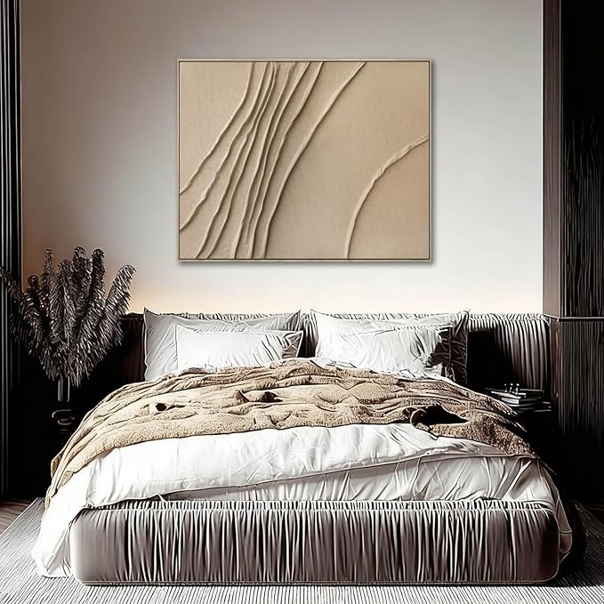 LEVERUP Abstract Painting Posters Art Brown Wall Artwork Minimalist Wall Decor for Dining Room Bedroom Office 32×40 Inchs Office Decorations Wall