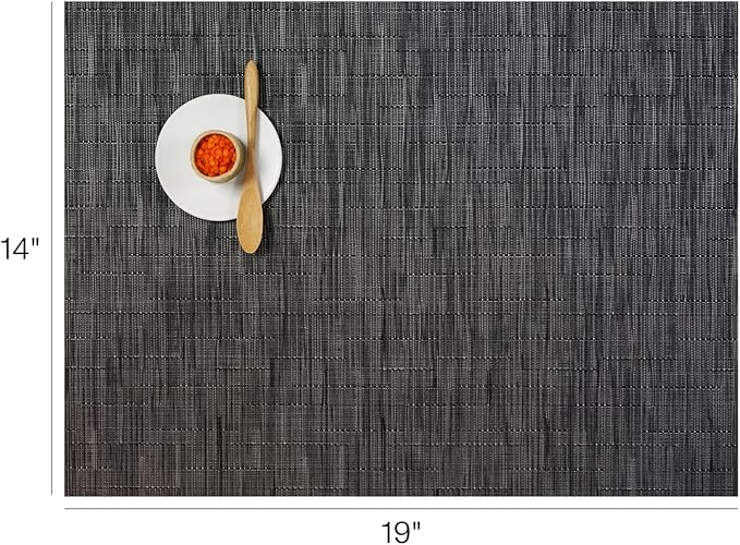 Chilewich Bamboo Placemats Set of 4 - Woven Rectangle Placemats - Reusable, Stain-Resistant, Indoor/Outdoor Tabletop Protection - 18.5" x 13.5" - Smoke