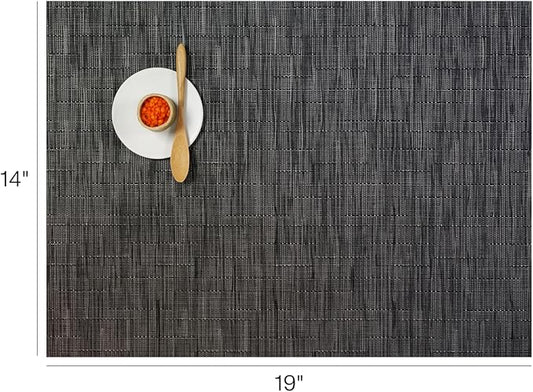 Chilewich Bamboo Placemats Set of 4 - Woven Rectangle Placemats - Reusable, Stain-Resistant, Indoor/Outdoor Tabletop Protection - 18.5" x 13.5" - Smoke