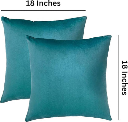 RELY+ Pack of 2 Throw Pillow Covers 16x16 Inch Velvet Soft Cozy Solid Decoration Gifts Pillow Covers Luxury Cushion Case for Sofa Couch Bedroom Living Room (Teal, 18 X 18)