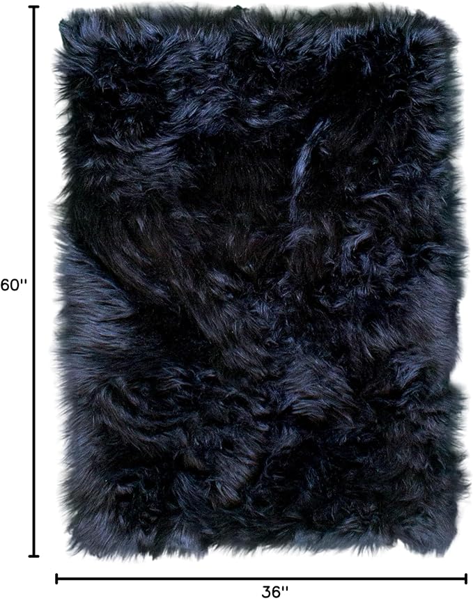 Super Area Rugs Ultra Soft & Fluffy Faux Sheepskin Rug, Black 3 x 5 Feet Carpet for Bedroom Living Room