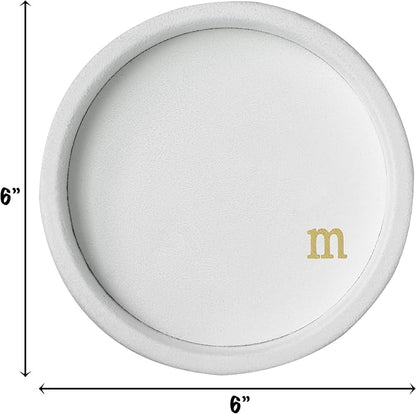 COLLECTIVE HOME - Velvet Jewelry Tray, 6" Monogrammed Jewelry Dish, Smooth Velour Display Dish for Rings, Earrings, Necklaces, Makeup, Personalized Gifts for Women (White-m)
