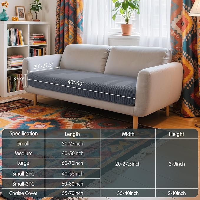 Hokway Couch Cushion Covers Stretch Cushion Covers Sofa Seat Cushion Slipcover Cushion Protector(Gray, Medium)