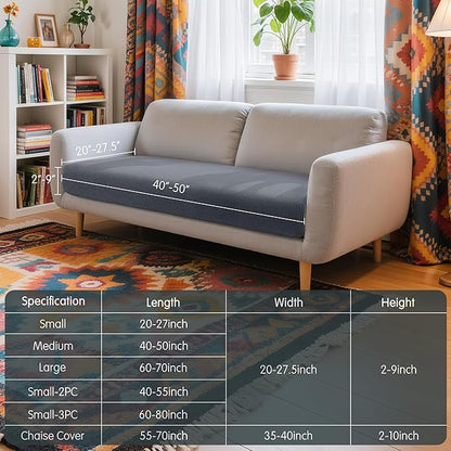 Hokway Couch Cushion Covers Stretch Cushion Covers Sofa Seat Cushion Slipcover Cushion Protector(Gray, Medium)