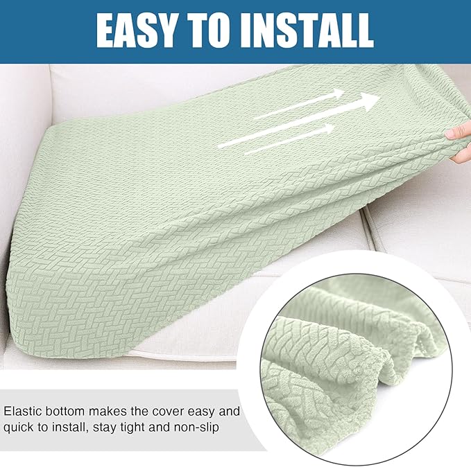 Smiry Waterproof Couch Cushion Covers, Stretch Jacquard Thick Sofa Cushion Covers, Washable Seat Slipcover Elastic Furniture Protector for Pets, Kid (3PC, Green)