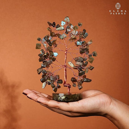 Crystal Tree for Home and Office Decor, Labradorite Chakra Healing Stones Handmade Feng Shui Bonsai Tree of Life for Positive Energy, Money, Good Luck, Christmas Decor, Birthday Gifts for Women, Mom