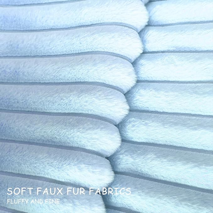 2 Pack 22x22 Pillow Cover Velvet Pillow Covers, Faux Fur Square Throw Pillow Covers for Living Room Decorations Throw Pillow Case, Throw Pillow Cover Cushion Cover for Sofa Bedroom Car, Light Blue