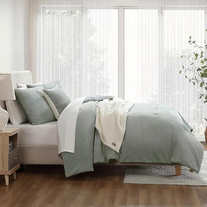 UGG Remina Comforter Set 5 Piece Bed in a Bag with Throw Blanket, Decorative Pillow, Shams, and Reversible Comforter Hypoallergenic Washable Luxury Fluffy Bedding Set, King, Blue Green Clear Creek