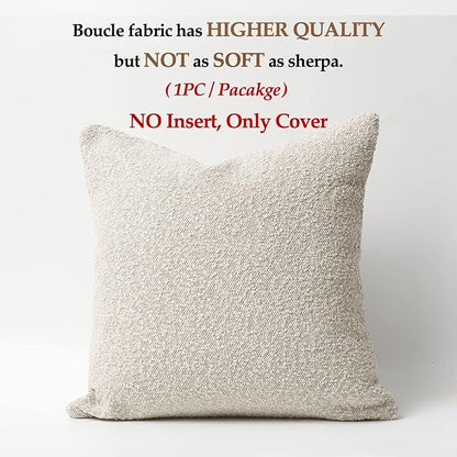 DOMVITUS Boucle Pillow Covers - Luxury Throw Pillows for Bed & Sofa, Decorative Accent Couch Cushion Case, 1PC, Buttery Cream