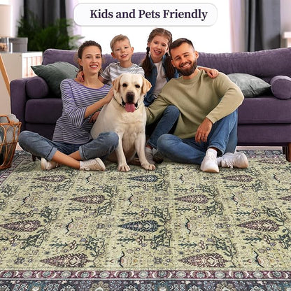Tangsoo 2x3 Small Washable Entry Rug, Vintage Boho Purple Floral Rug for Entryway Bedroom Entrance, Non Slip Soft Low Pile Door Mat Throw Carpet for Kitchen Bathroom Foyer Decor