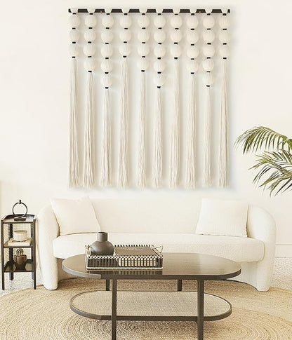 IOWER Large Macrame Wall Hanging Macrame Wall Decor Sphericity Cotton Textile Wall Hanging Boho Wall Decor Art Fiber Yarn Art Handmade 39" Wx39 L