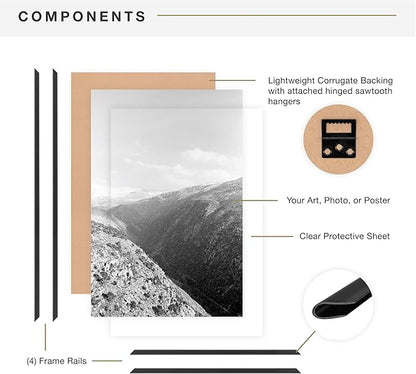 MCS Original Poster Frame 22.375x34 Black Lightweight Vertical & Horizontal Wall Hanging Large Picture Frame for Posters, Art Prints & Gallery Wall (1-Pack)