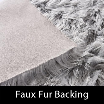 Latepis Round Area Rugs 8 Feet Grey Fuzzy Rug Fluffy Shag Throw Rugs Washable Faux Sheepskin Fur Plush Rug for Living Room Bedroom Floor Home Decor