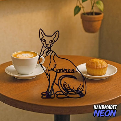 Personalized Sphynx Cat Minimalist Sculpture, Custom Pet Name Metal Desk Decor, Decorative Aesthetic Table Sign Gifts For Cats Lovers, Kids Room, Home Office Decorations