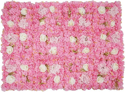 12Pcs Artificial Flower Wall Panel 3D Floral Backdrop Walls15 X 15" Flower Wall Decor Panel Flower Backdrop for Party Home Background Decor, Pink