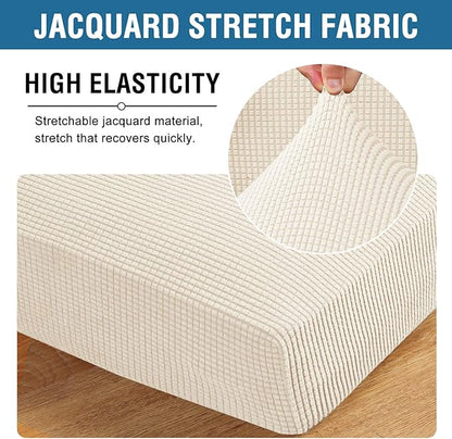 H.VERSAILTEX Multi-Pieces Loveseat Covers for 2 Cushion Couch High Stretch Couch Cushion Covers Jacquard Textured Twill Fabric(2 Seat Covers Plus 2 Back Cushion Covers, Natural)