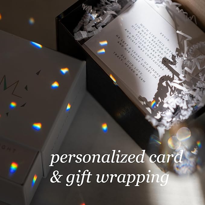 Personalized Memorialight with Elegant Wrapping & Customized Message Card, Memorial Gift, 40mm Crystal Memorial Rainbow Maker, Unique Sympathy Gift for Loss of Family or Loved Ones & Miscarriages